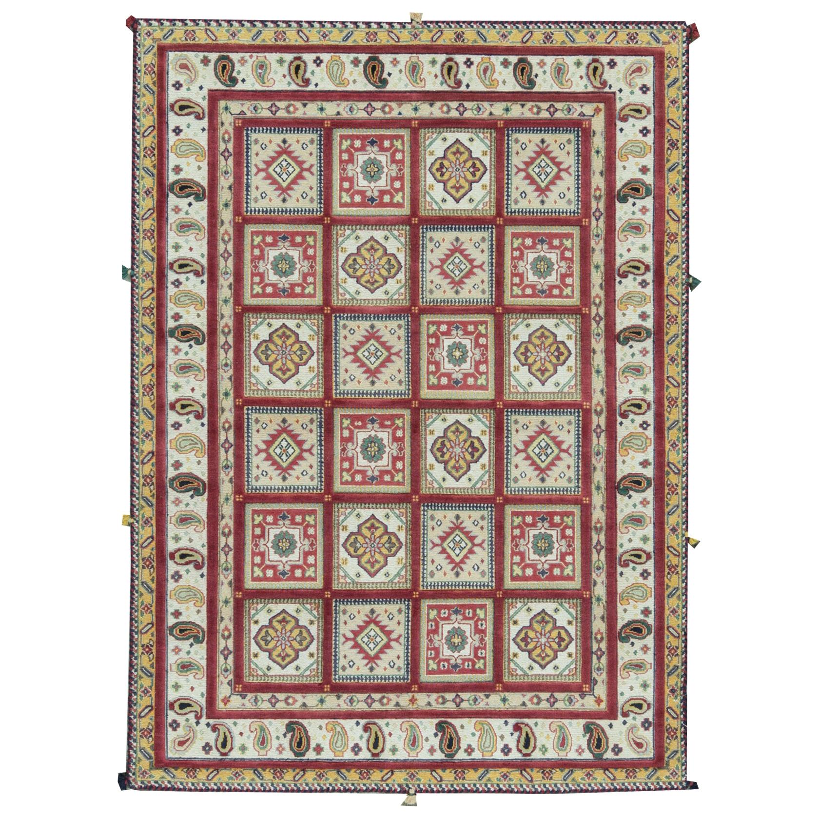 One of a Kind Traditional Handwoven Wool Area Rug  4'4 x 6'1