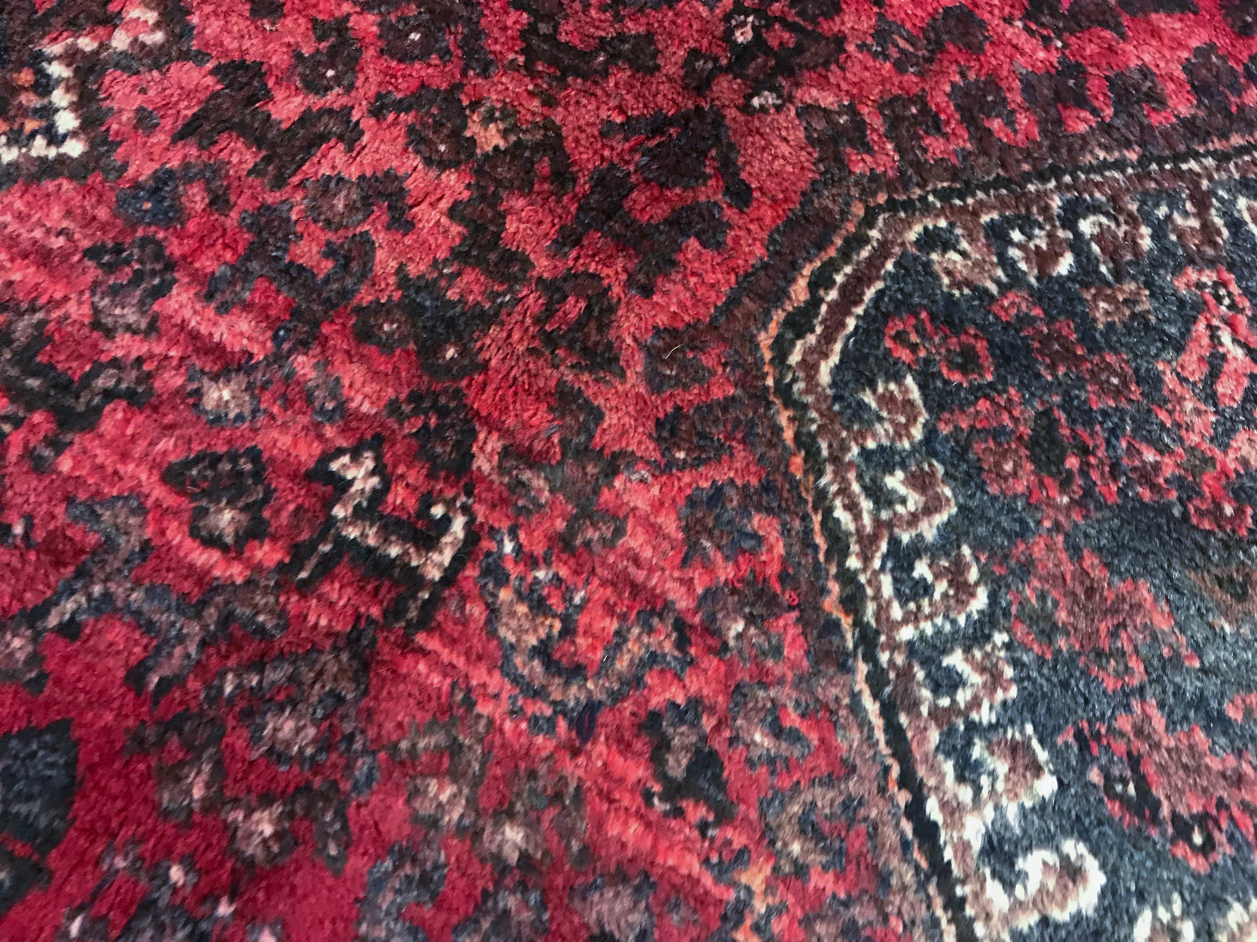 Laine Tapis de zone en laine traditionnel tissé à la main, unique en son genre 4'6