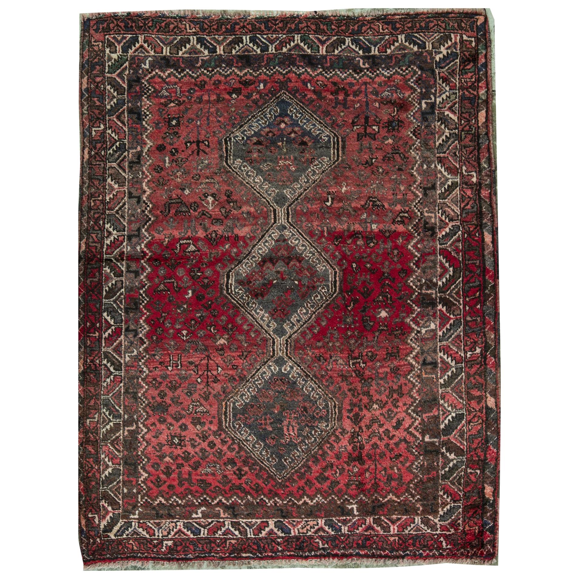 One of a Kind Traditional Handwoven Wool Area Rug 4’6" x 7’.   For Sale
