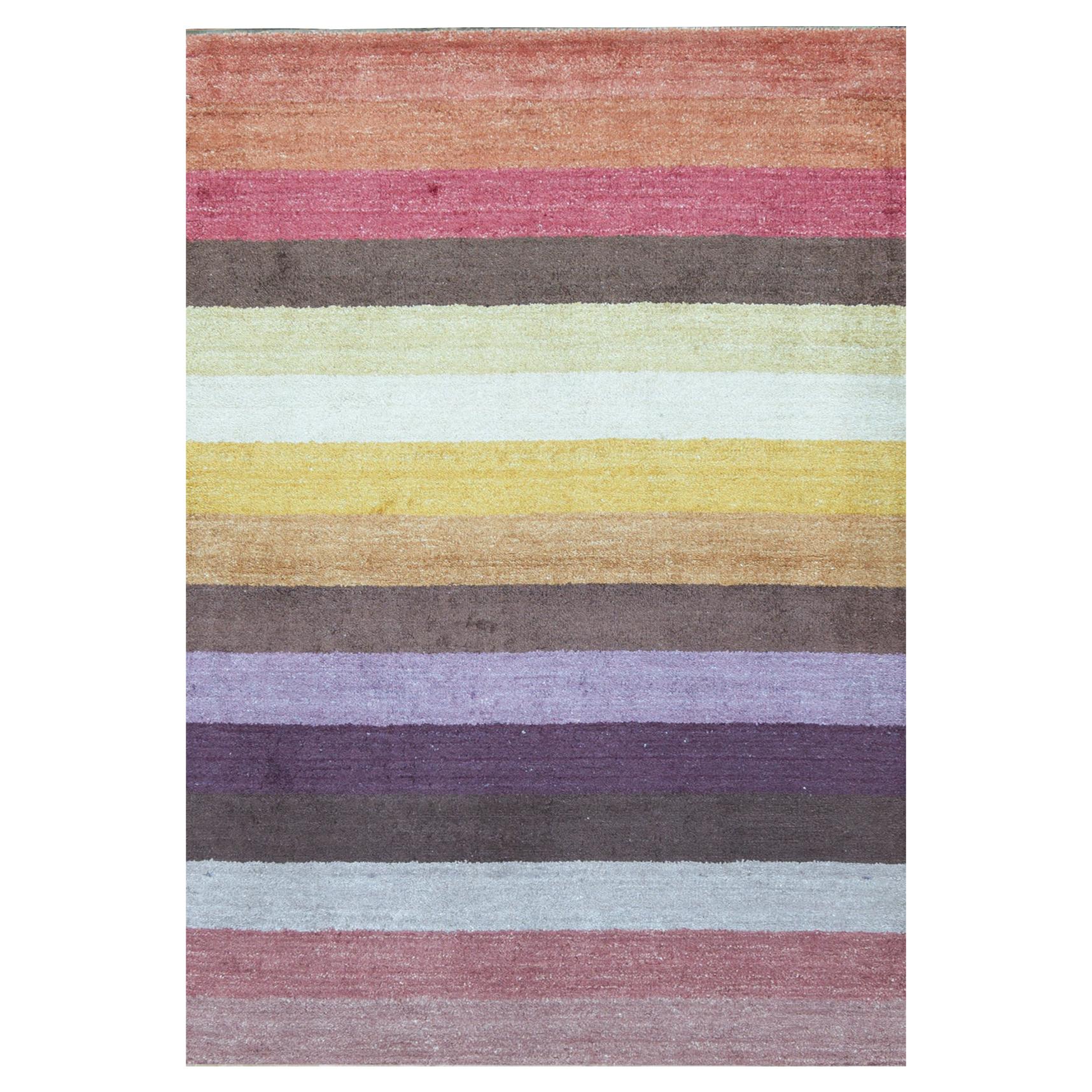 One-of-a-Kind Contemporary Handwoven Wool Area Rug 4'7 x 6'7