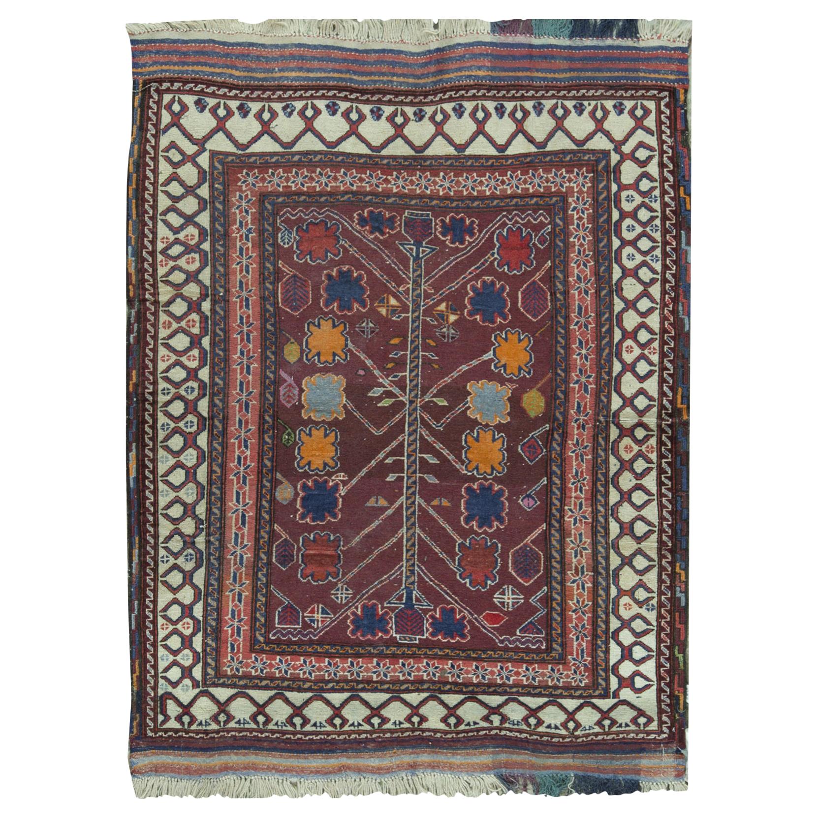 One-of-a-Kind Traditional Handwoven  Wool Area Rug 4’8" x 5’5”. For Sale