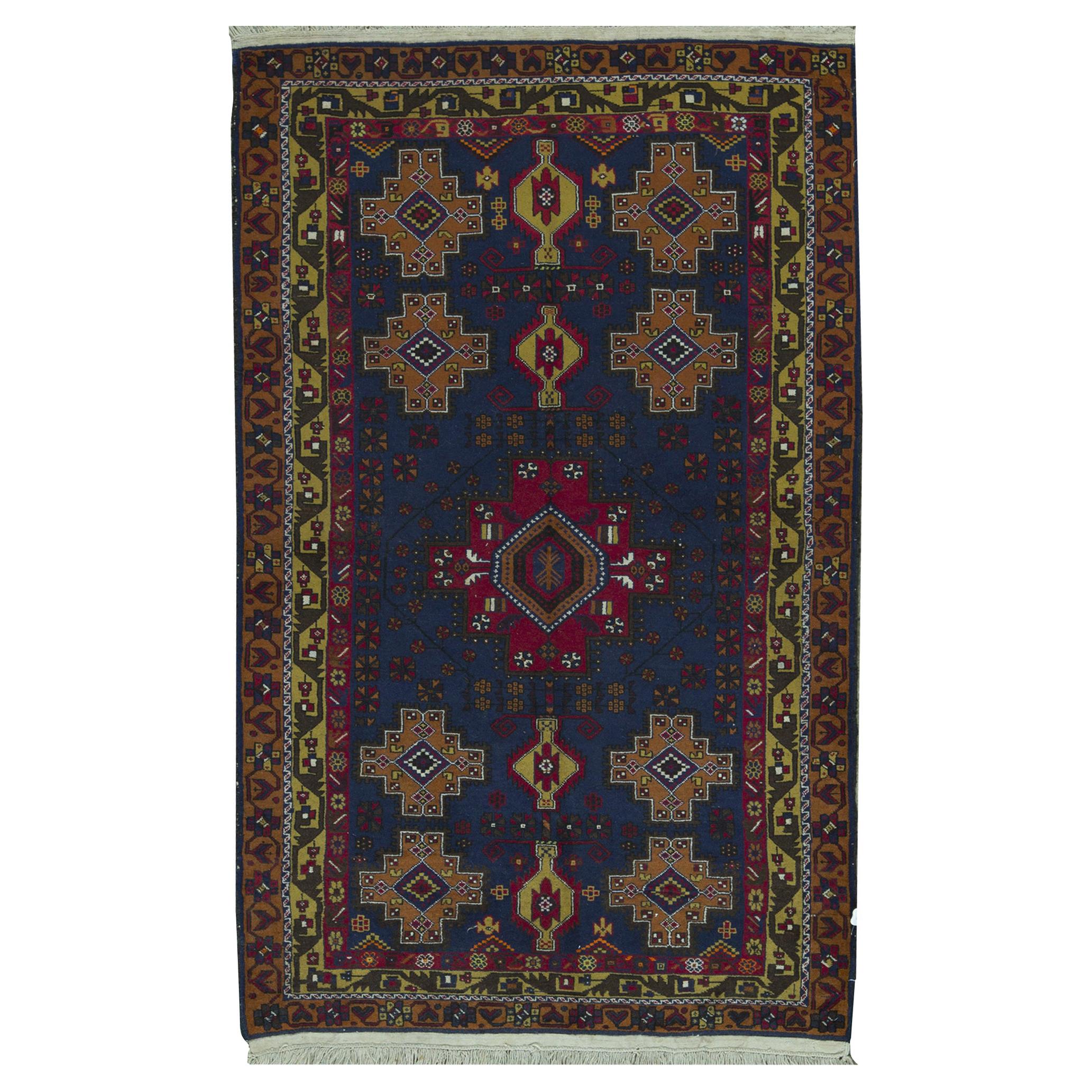 One-of-a-Kind Handwoven Wool Area Rug  4'9” x 7’8”.     For Sale
