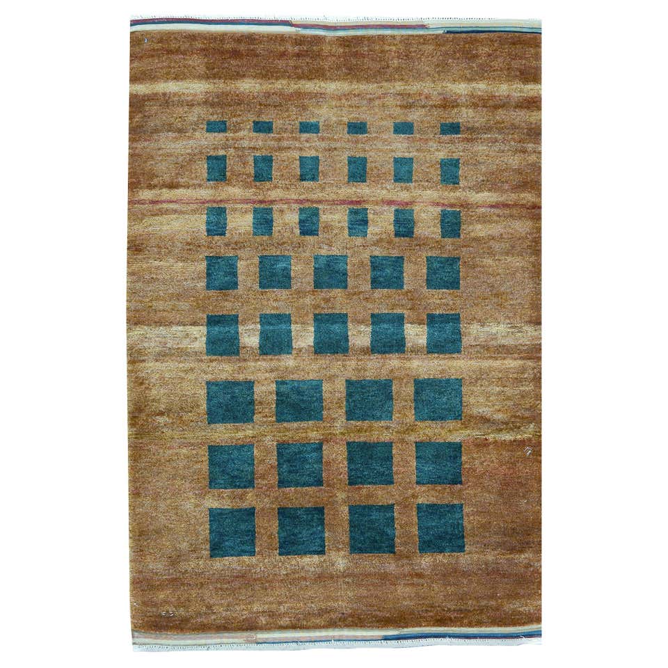 One of a Kind Contemporary Handwoven Wool Area Rug 5' x 7'5”. For Sale ...