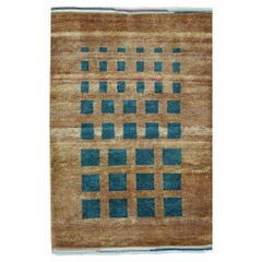 One of a Kind Contemporary Handwoven Wool Area Rug 5' x 7'5”.  