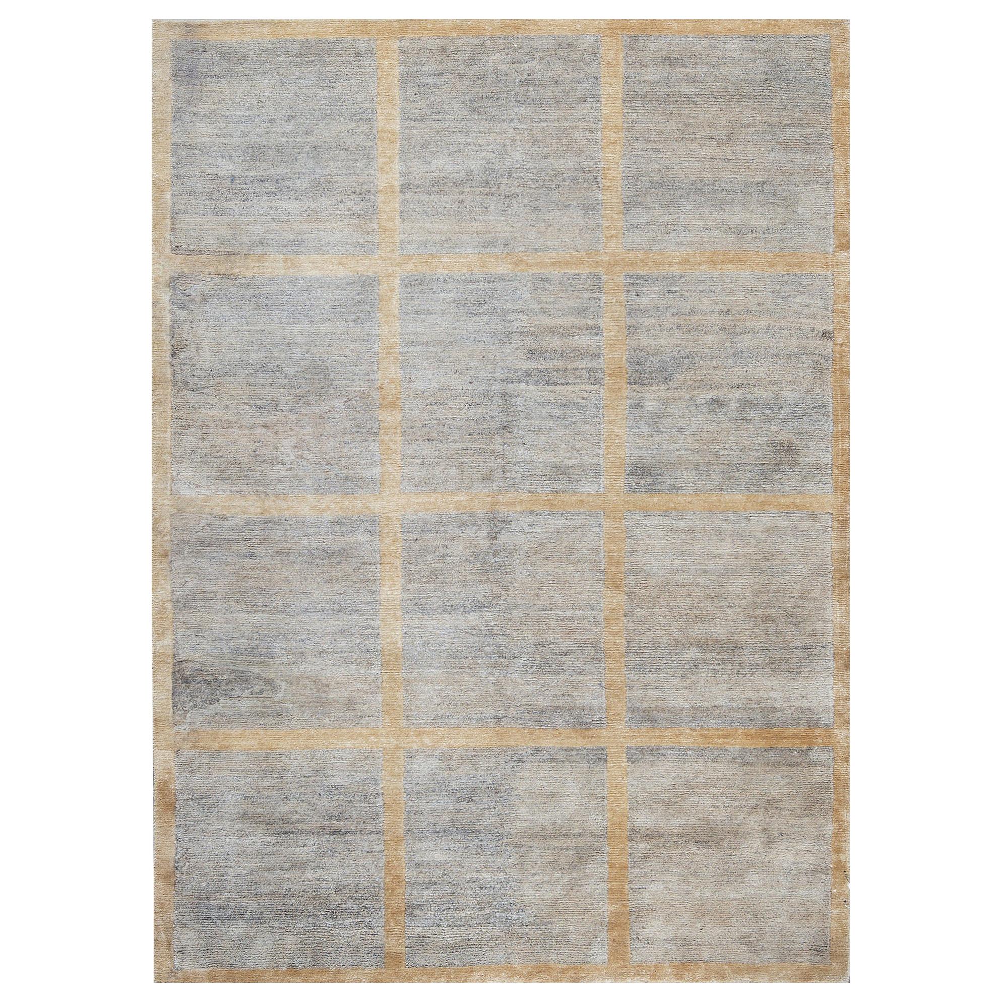 One of a Kind Contemporary Handwoven Wool Area Rug  5' x 8’.  