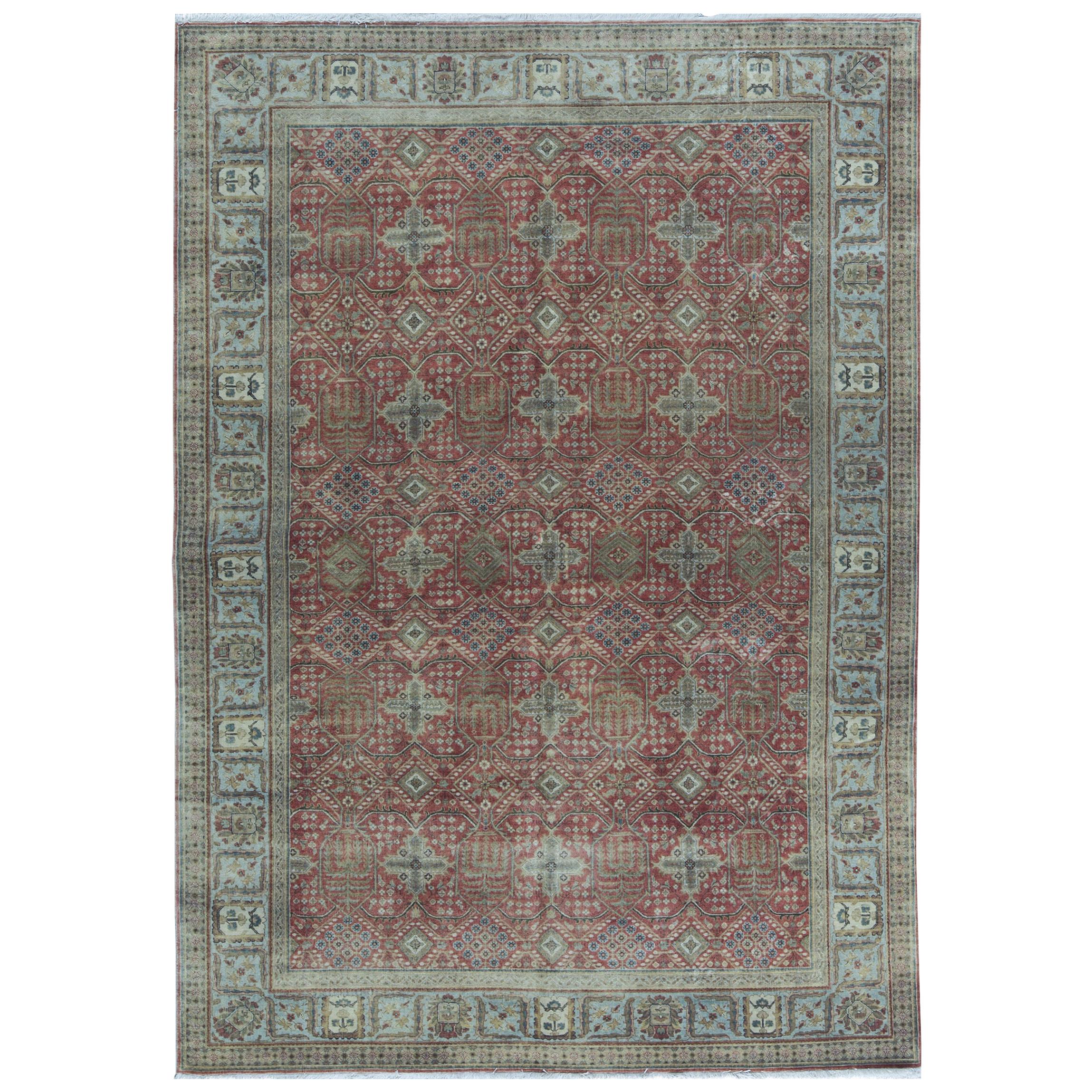 One-of-a-Kind Contemporary Handwoven Wool Area Rug 6'1 x 8'8 For Sale