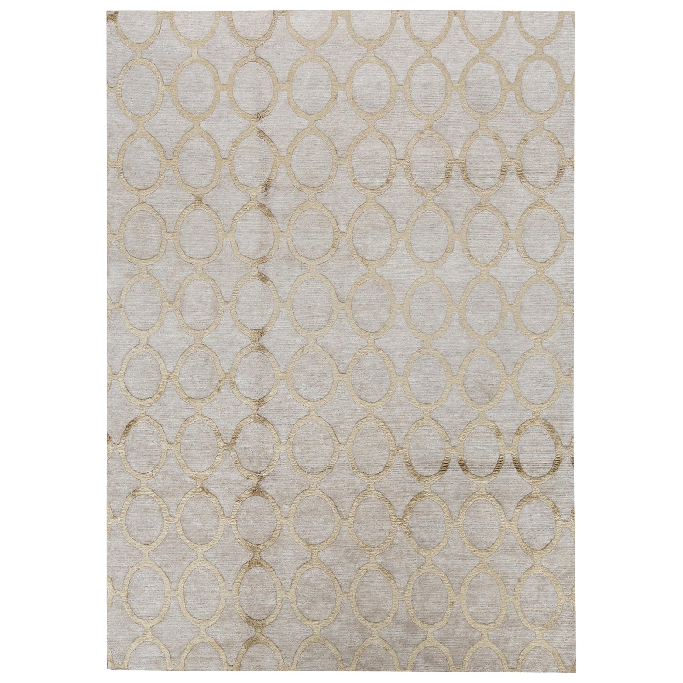 Zeitgenössischer handgewebter Teppich aus Wolle, 6' x 8'7, Unikat