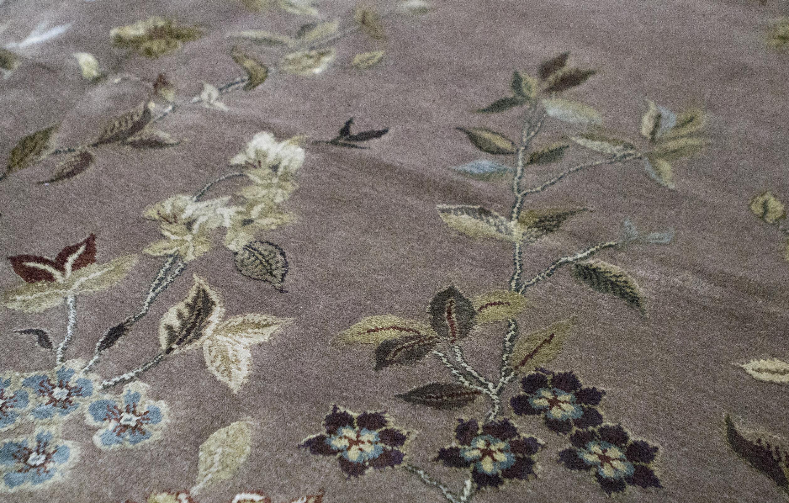A luxurious combination of 40% soft silks together with 60% of the finest of Wools come together in these hand woven rugs. Woven by master weavers in India the designs are current and contemporary floral patterns. The transitional nature of these