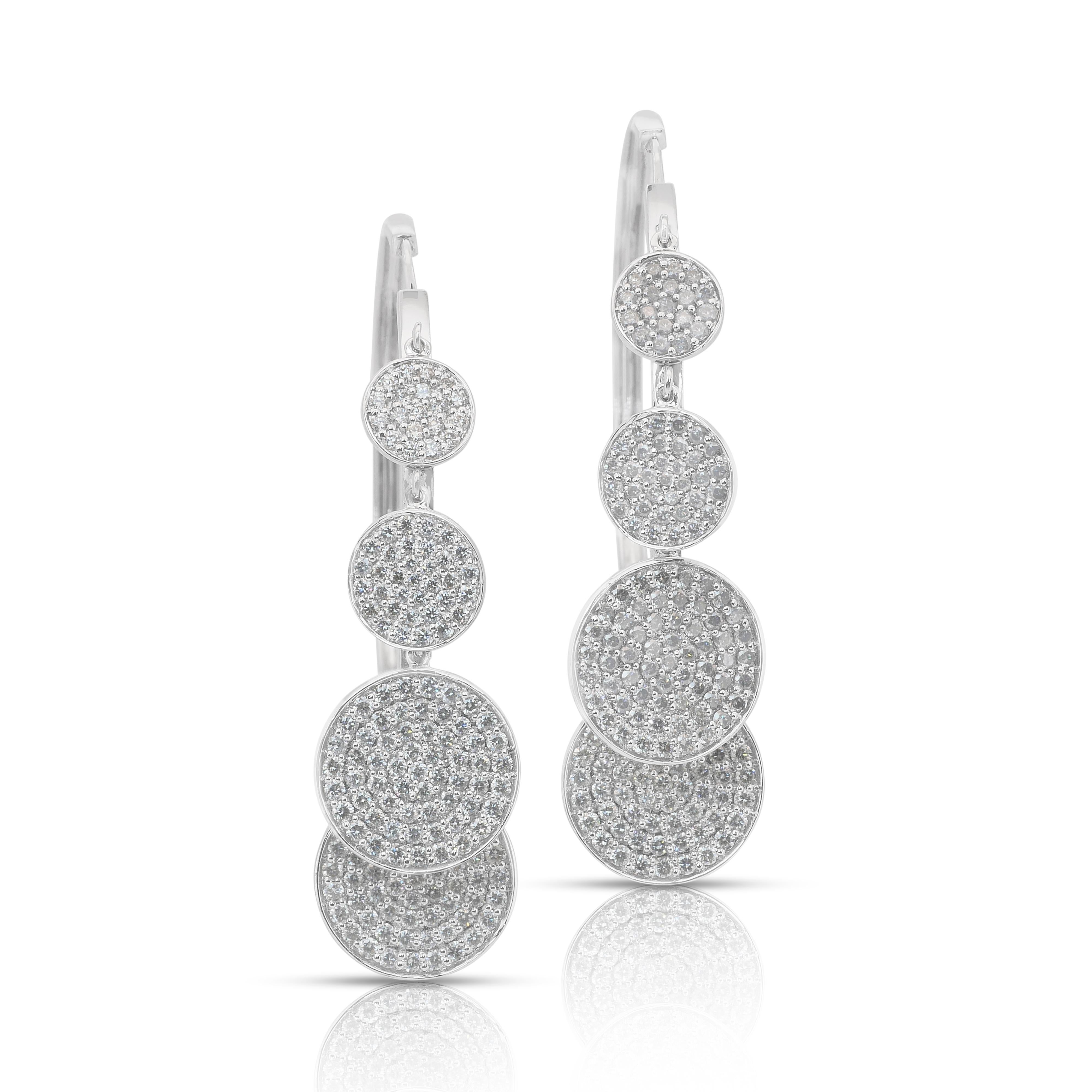 One of a Kind 6.76ct Diamond Hoop Earrings in 18k White Gold - IGI Certified