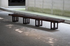 One of a Kind 8 1/2 Foot Long Low Hand Crafted Wooden Bench Coffee Table