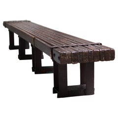 One of a Kind 8 1/2 Foot Long Low Hand Crafted Wooden Bench Coffee Table