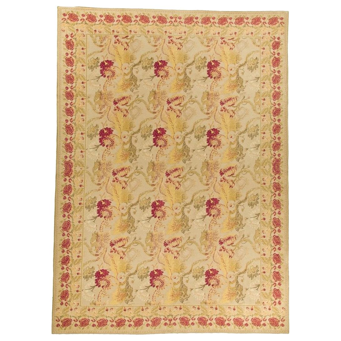 Handwoven Wool Area Rug 8'5 x 10'4 For Sale