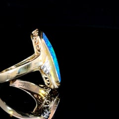 One-of-a-Kind 9.29 Carat Australian Boulder Opal Diamond Gold Platinum Ring