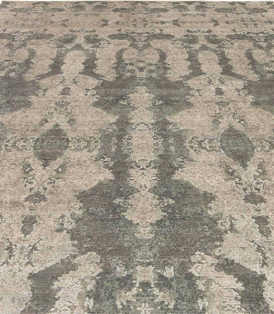 Alfombra moderna abstracta de seda y lana hecha a mano, única en su género, de Doris Leslie Blau Moderno en venta