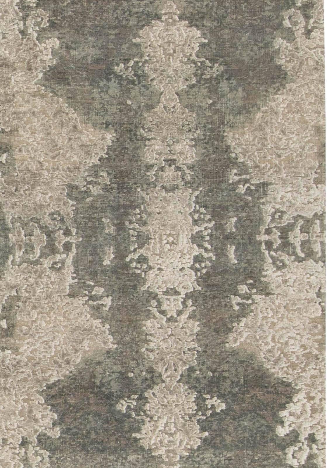 Alfombra moderna abstracta de seda y lana hecha a mano, única en su género, de Doris Leslie Blau Tibetano en venta