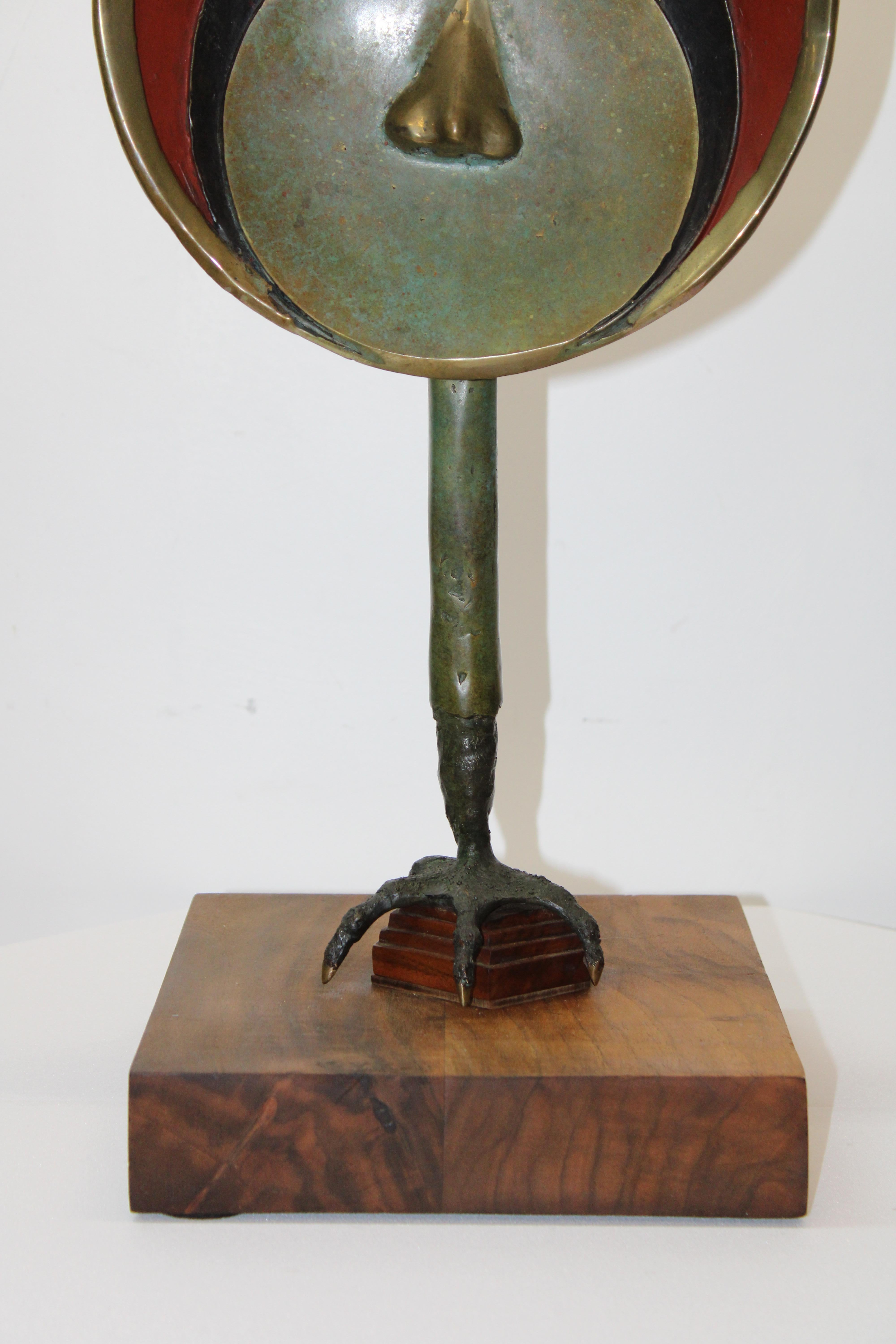 One of a Kind Abstract Sculpture After Picasso on Wood Base In Good Condition For Sale In San Francisco, CA