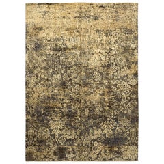 One-of-a-Kind Abstract Wool Hand Knotted Area Rug, Stone