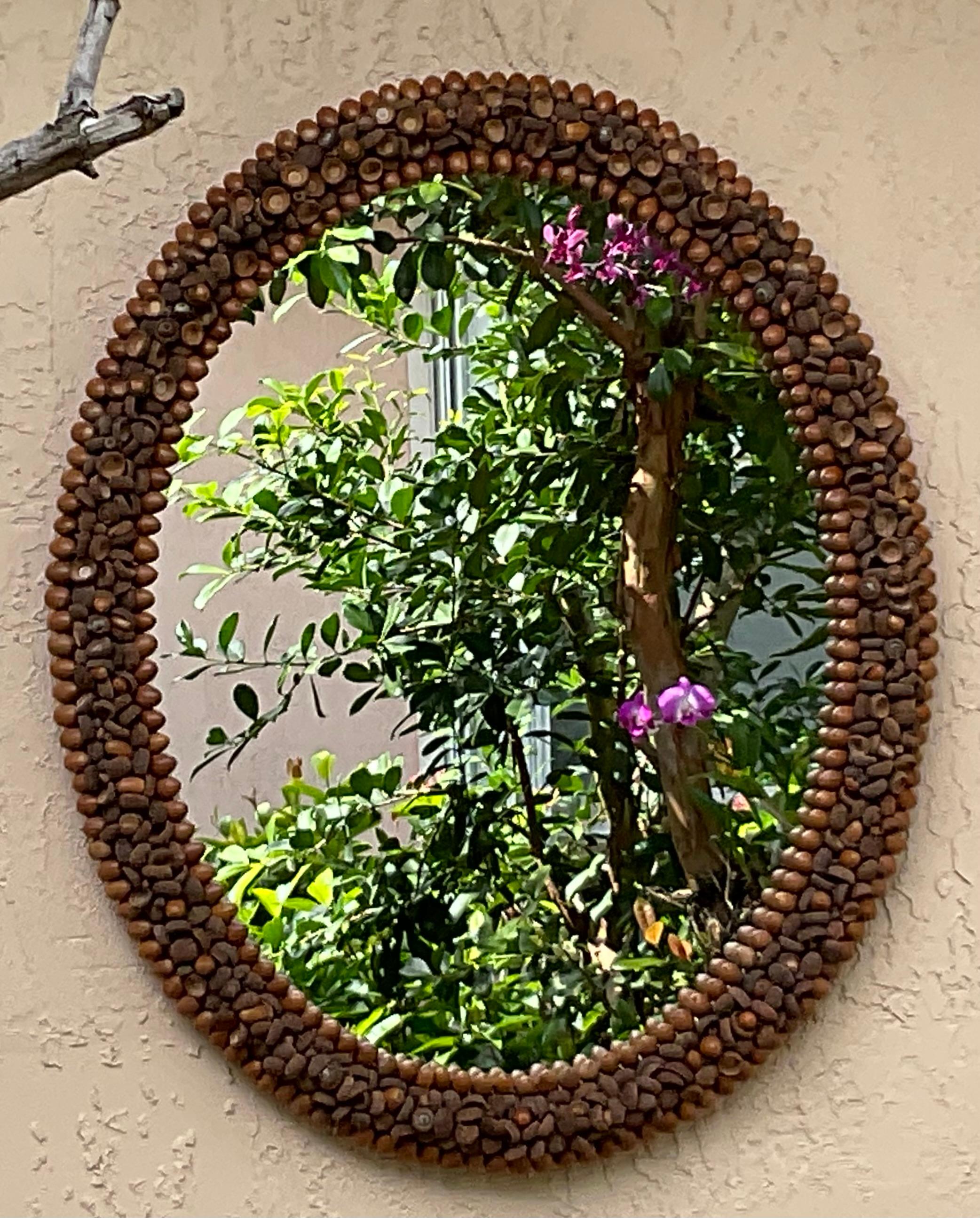 One Of A Kind Acorn Oval Wall Mirror For Sale 7