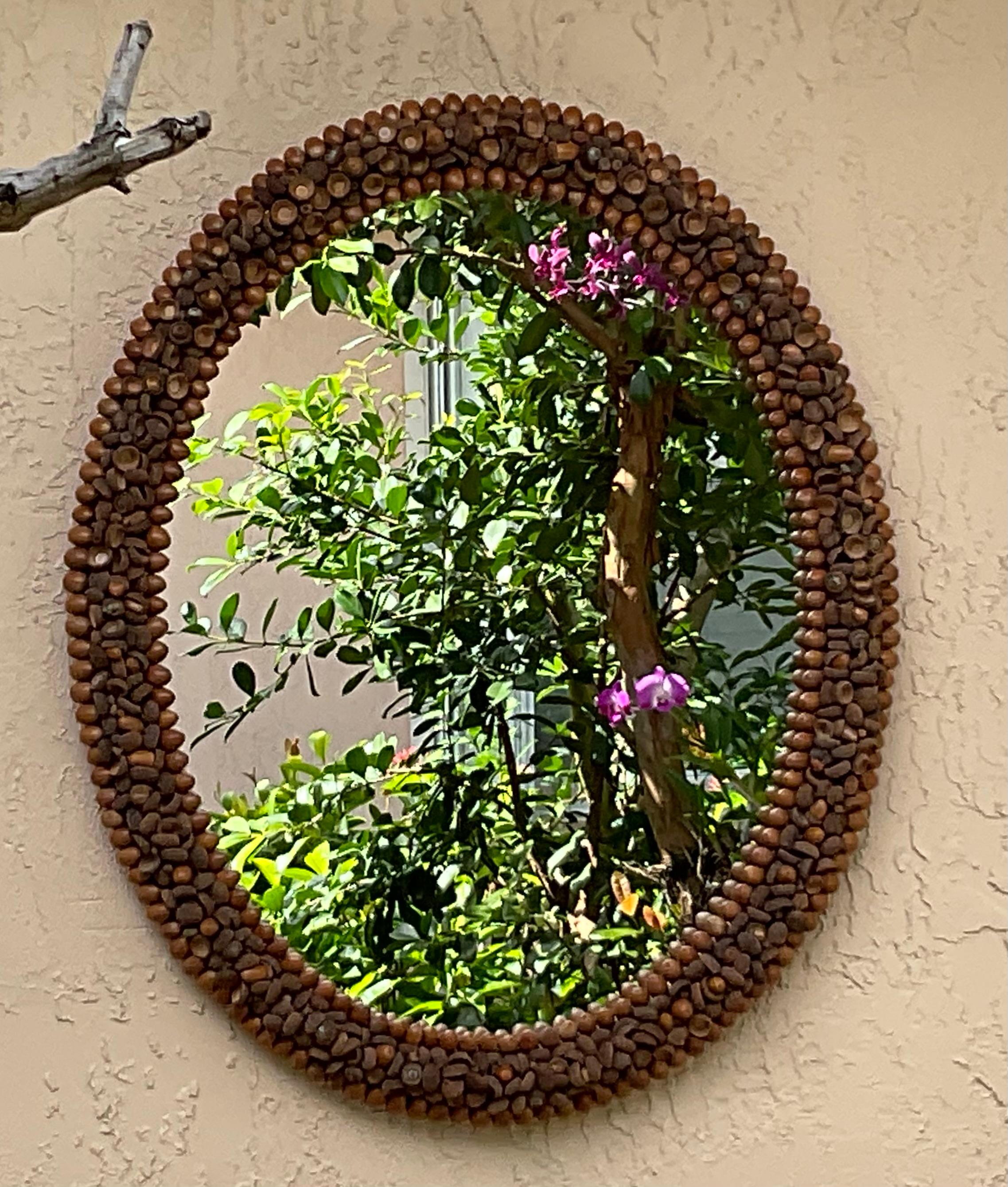 One Of A Kind Acorn Oval Wall Mirror For Sale 8