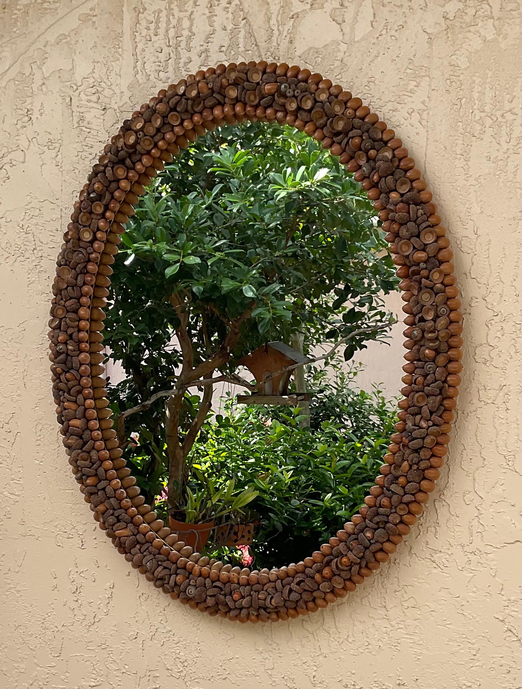 One Of A Kind Acorn Oval Wall Mirror For Sale 9