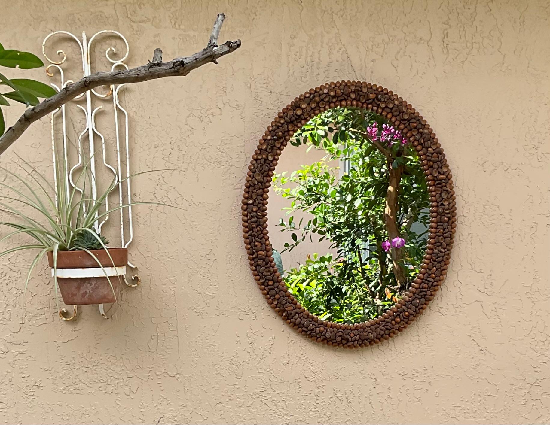 One Of A Kind Acorn Oval Wall Mirror For Sale 11