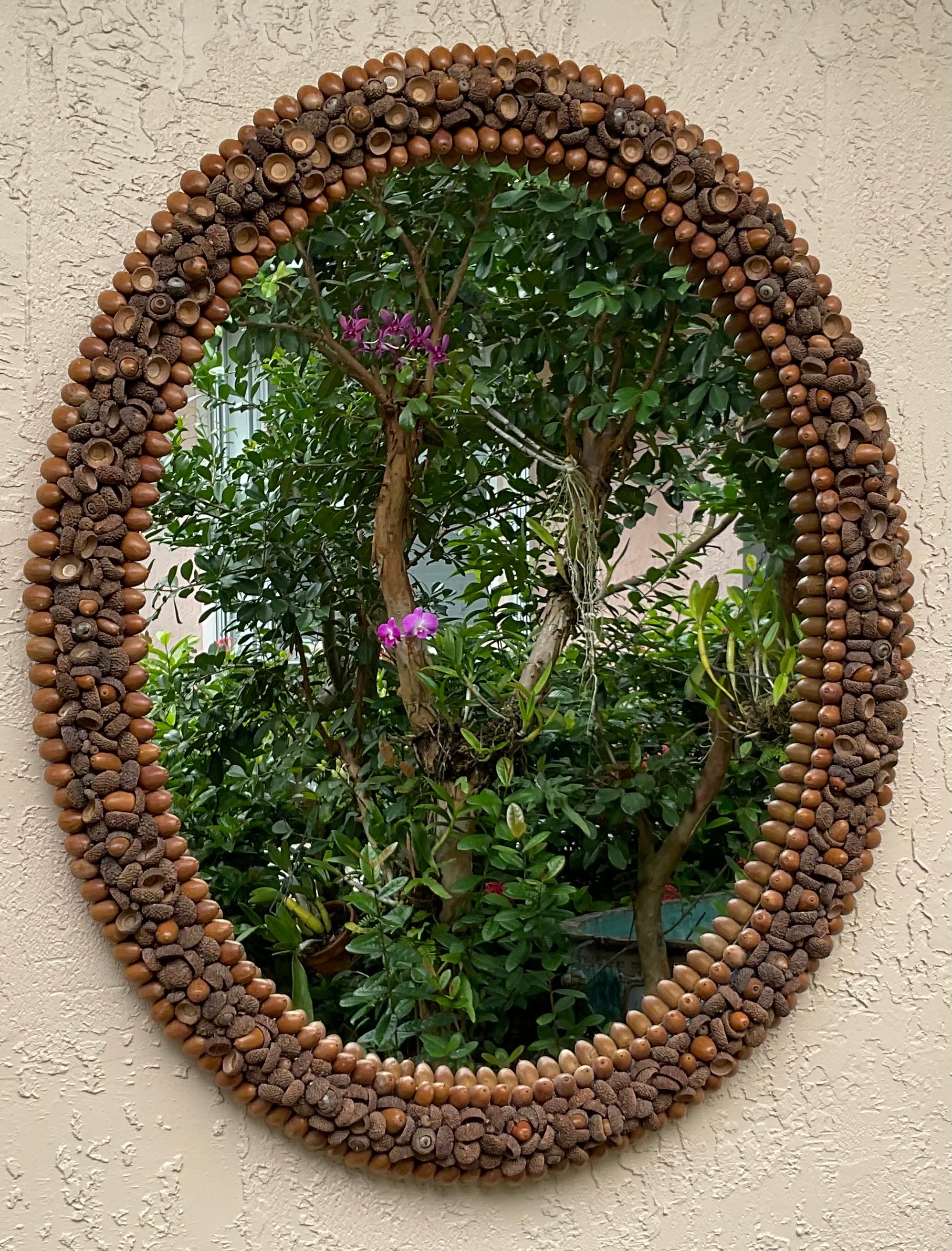 American One Of A Kind Acorn Oval Wall Mirror For Sale