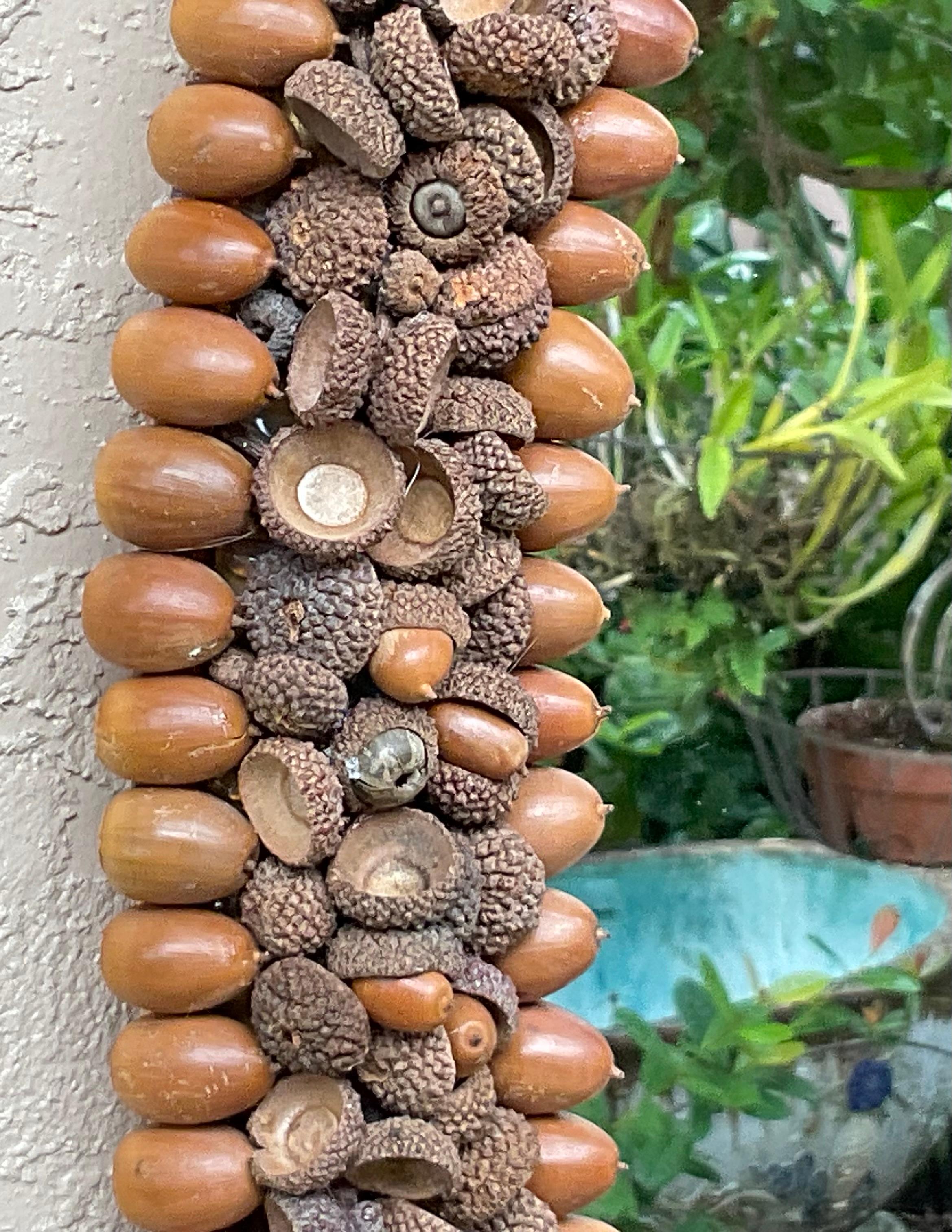 Wood One Of A Kind Acorn Oval Wall Mirror For Sale