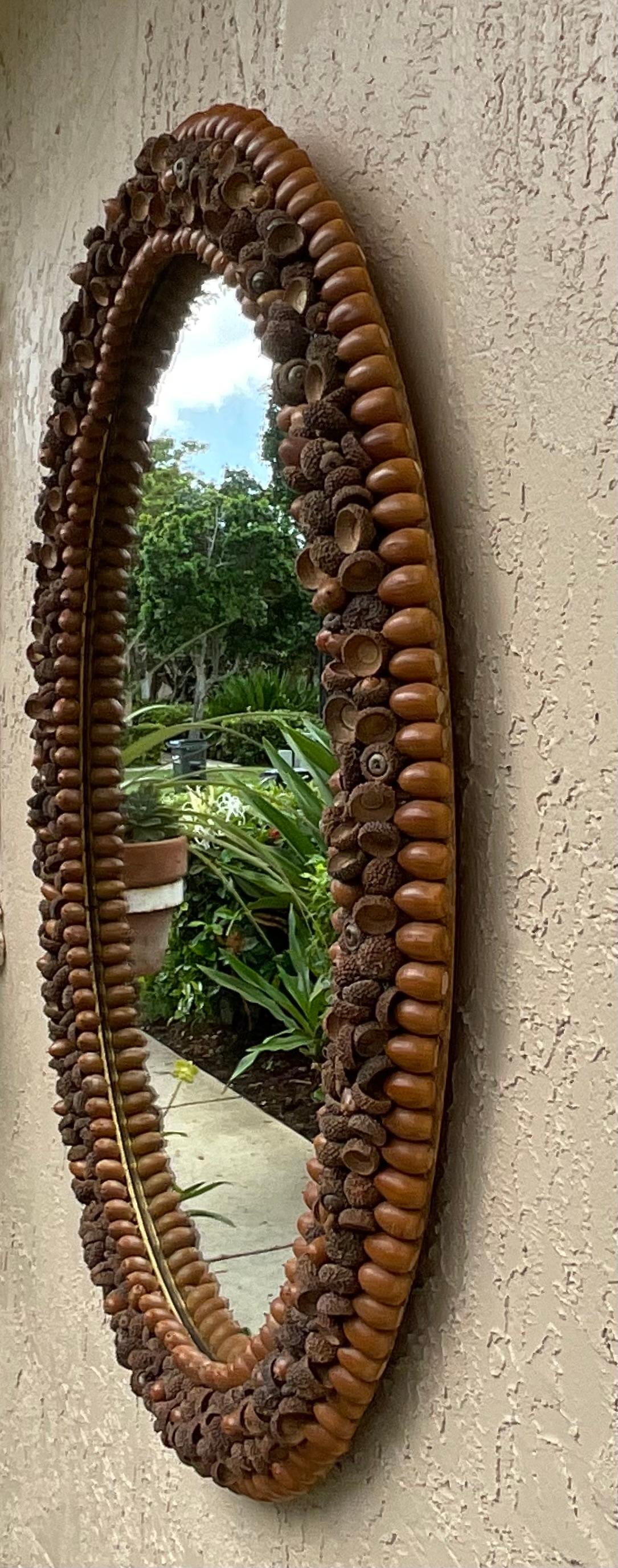 One Of A Kind Acorn Oval Wall Mirror For Sale 2