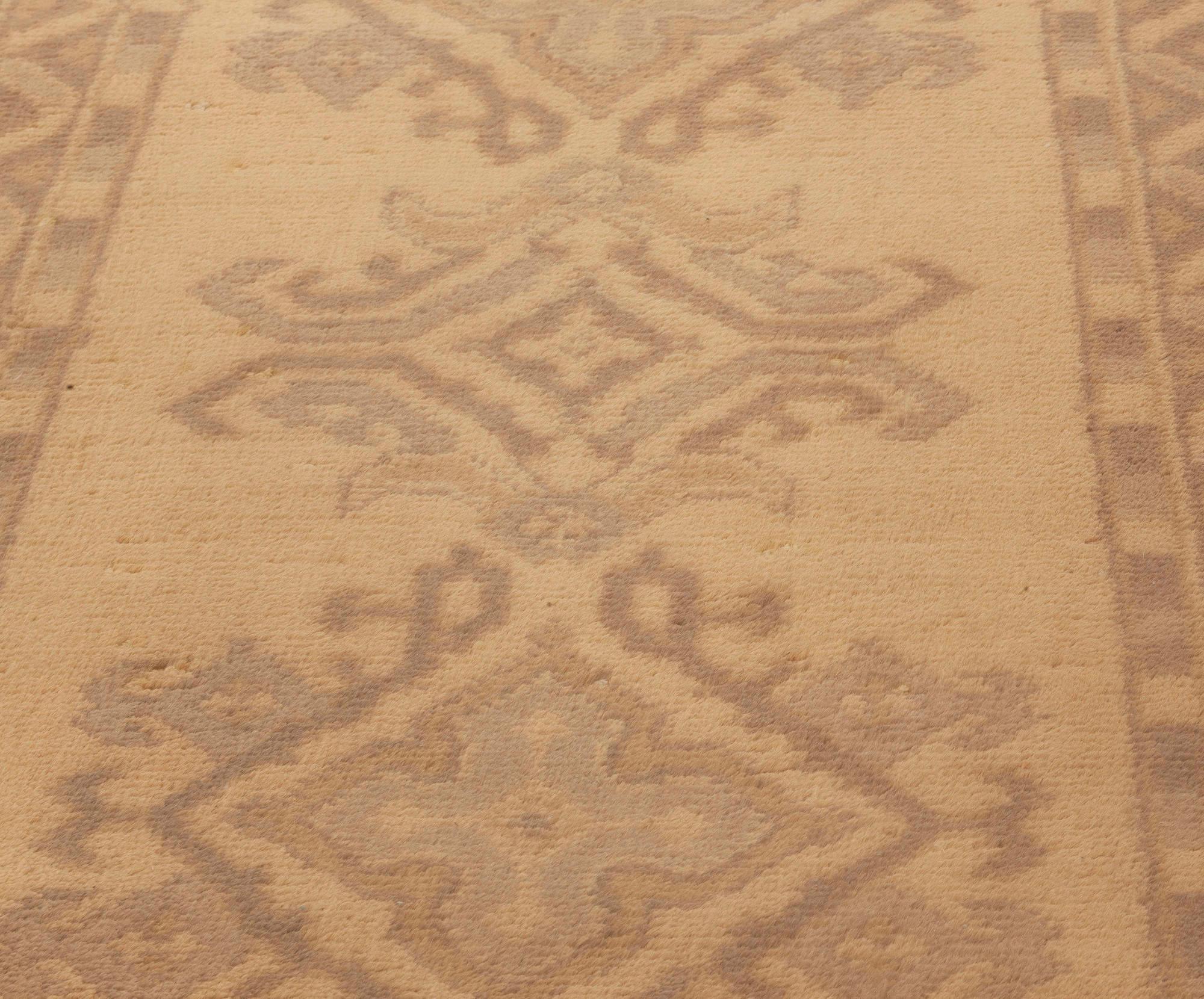 Hand-Knotted Antique Oushak Handmade Wool Runner For Sale