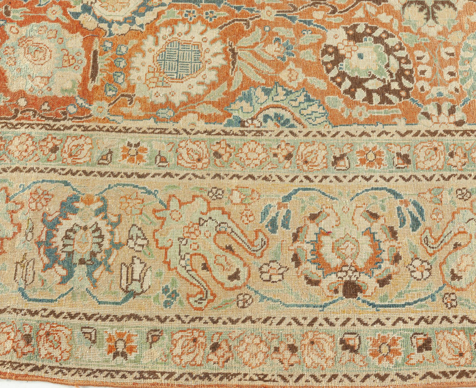 Antique Persian Tabriz Botanic Rug In Good Condition For Sale In New York, NY
