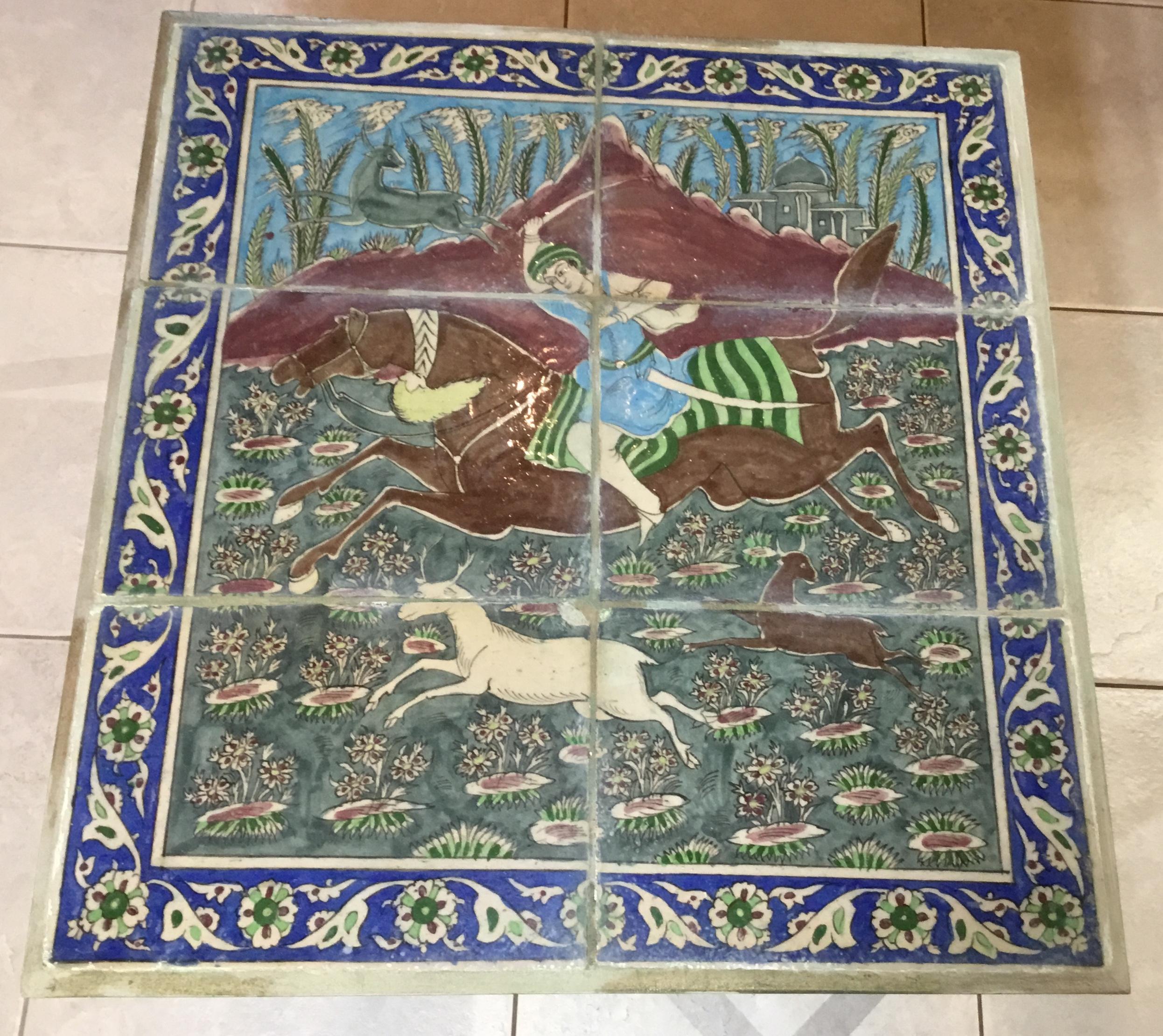 One of a Kind Antique Persian Tile Top Coffee Table 8
