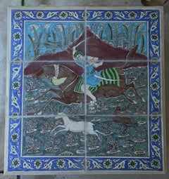 One of a Kind Antique Persian Tile Top Coffee Table