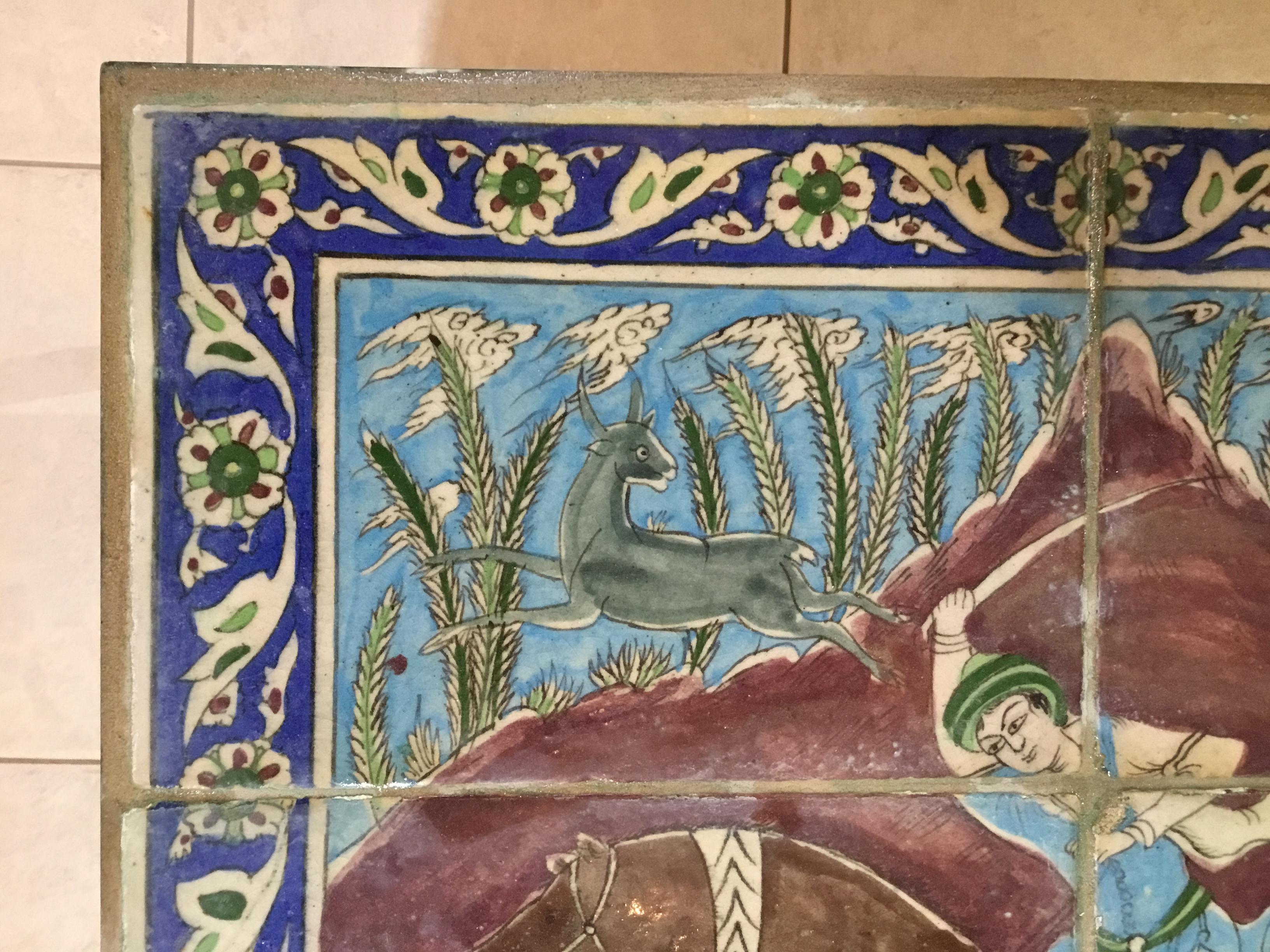One of a Kind Antique Persian Tile Top Coffee Table In Good Condition In Delray Beach, FL