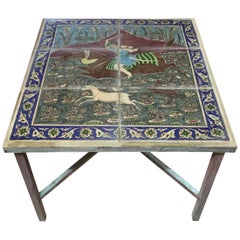 One of a Kind Vintage Persian Tile Top Coffee Table