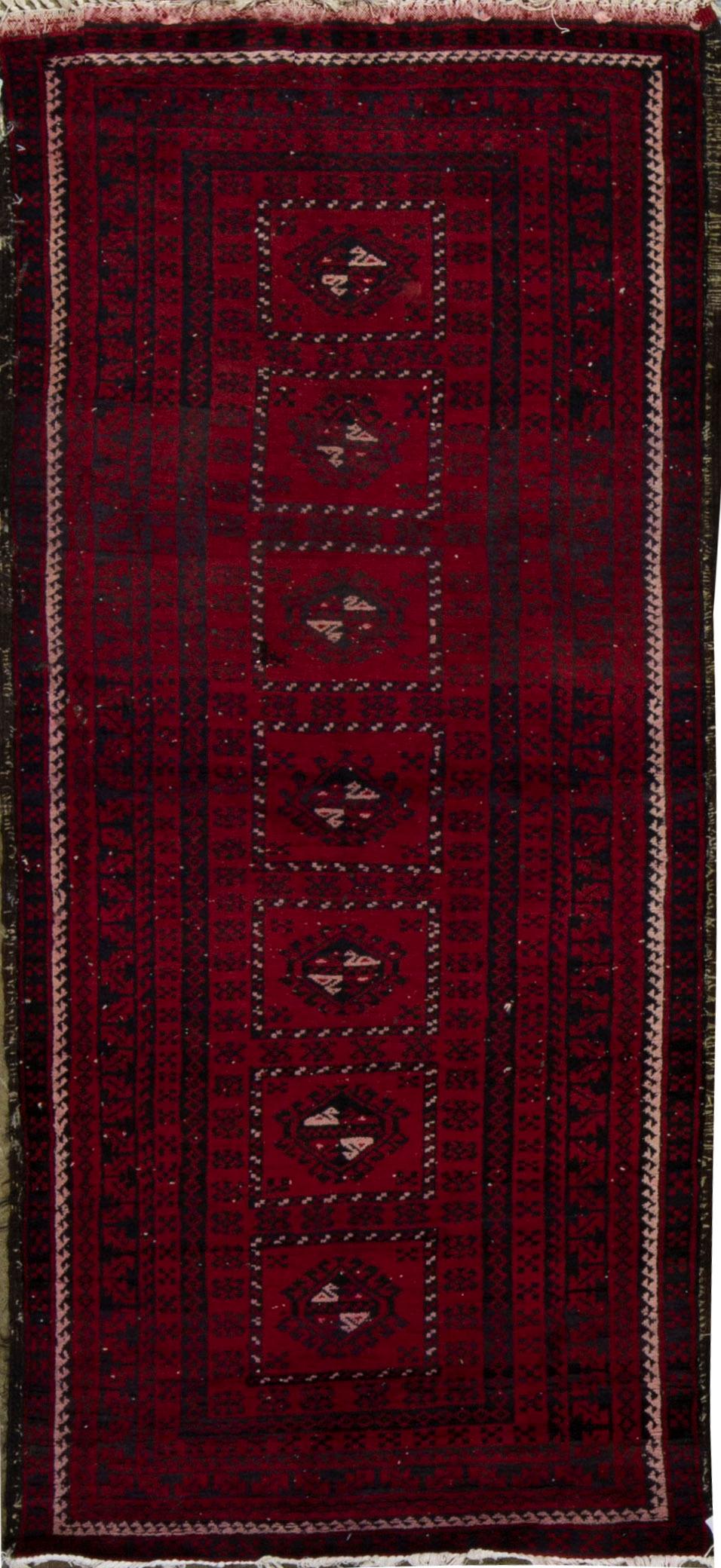 Contemporary Afghan Balouch Traditional Handwoven Rug 3'1 x 7' For Sale