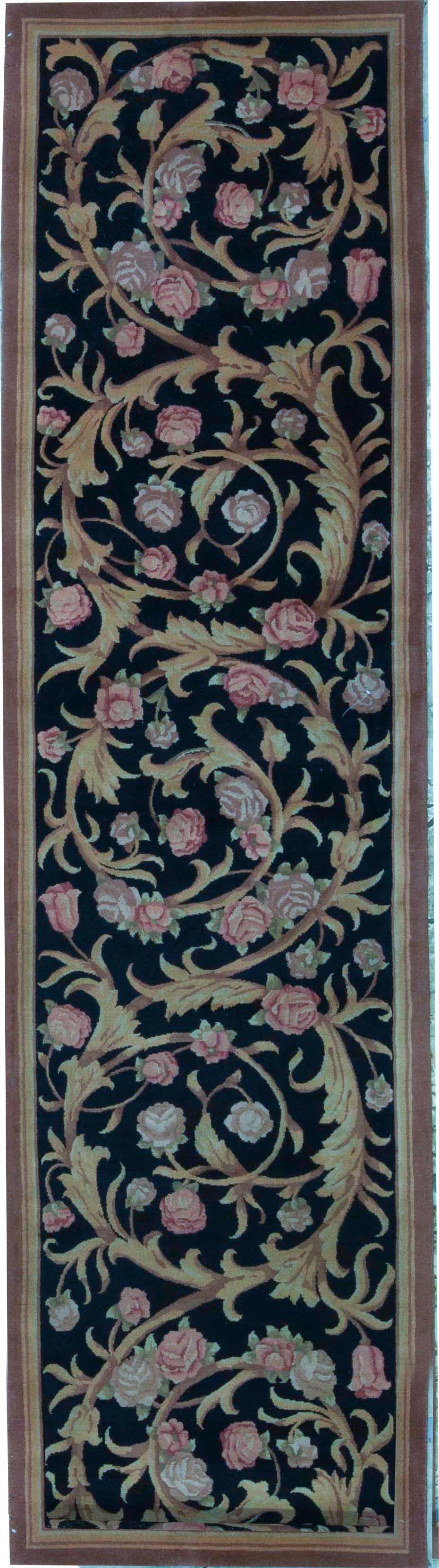 Chinese One of a Kind Handwoven Wool Area Rug Runner 3' x 12' For Sale