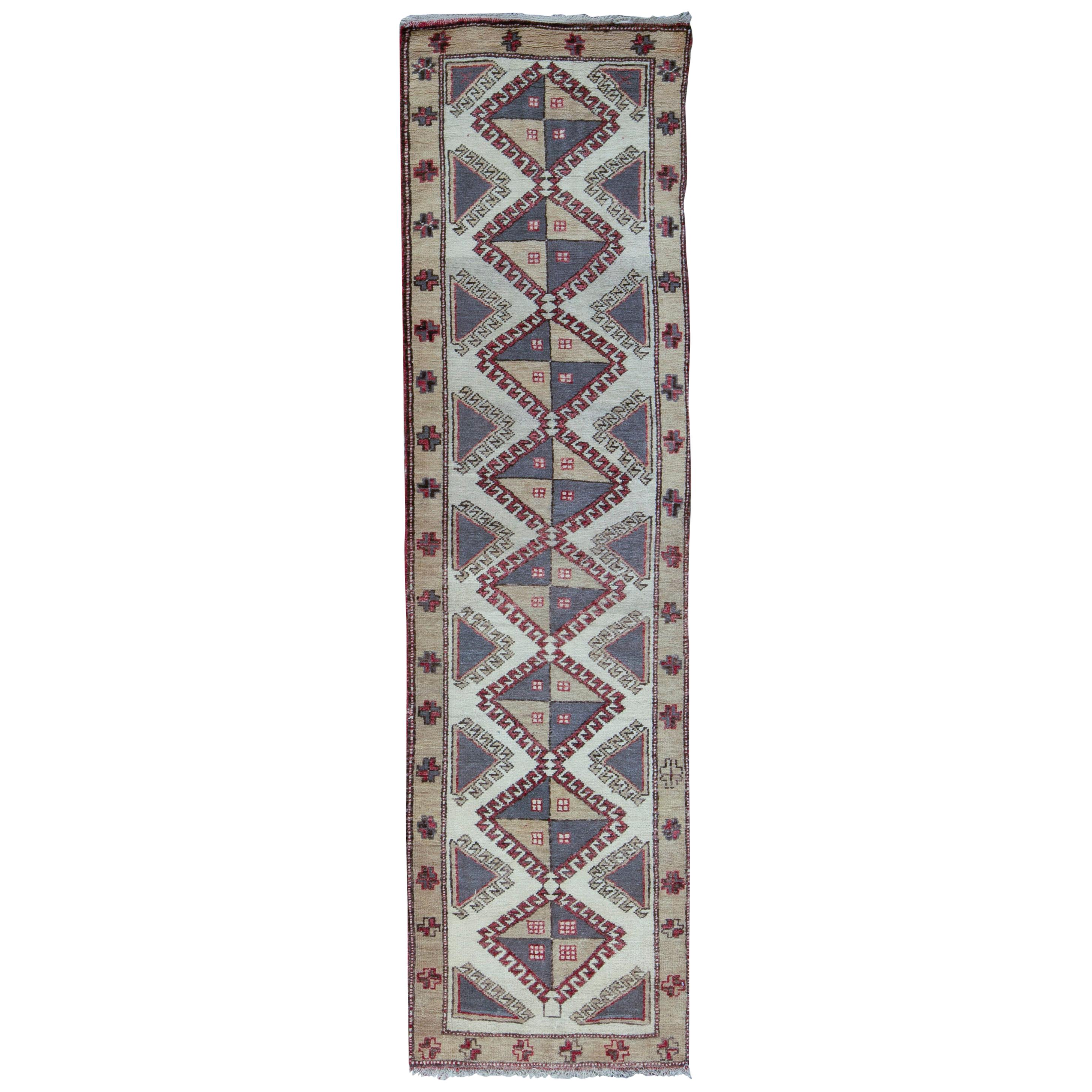 Runner tradizionale in lana intrecciata a mano 2'6 x 9'8