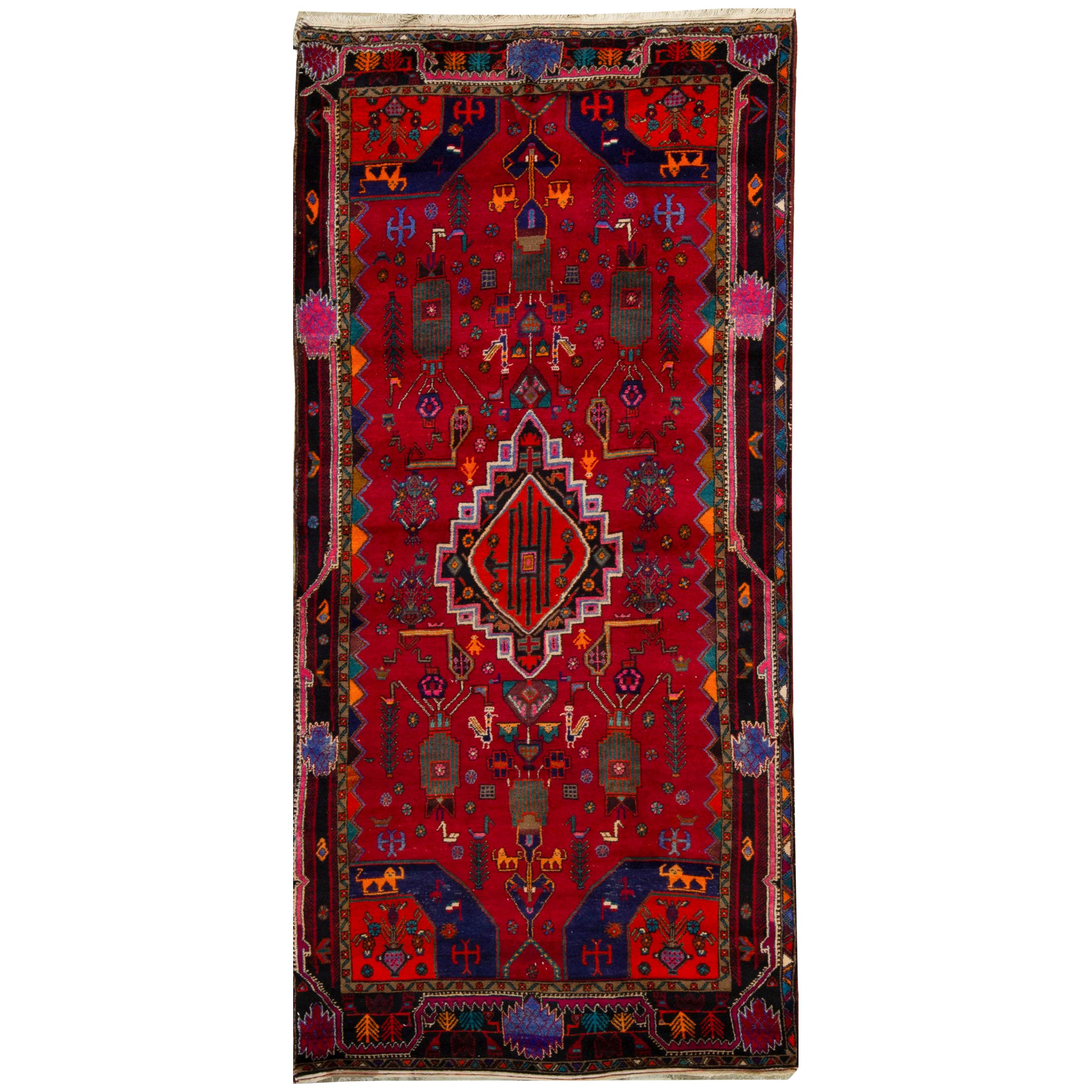One of a Kind Traditional Handwoven Wool Area Rug   4'6 x 9'7 For Sale