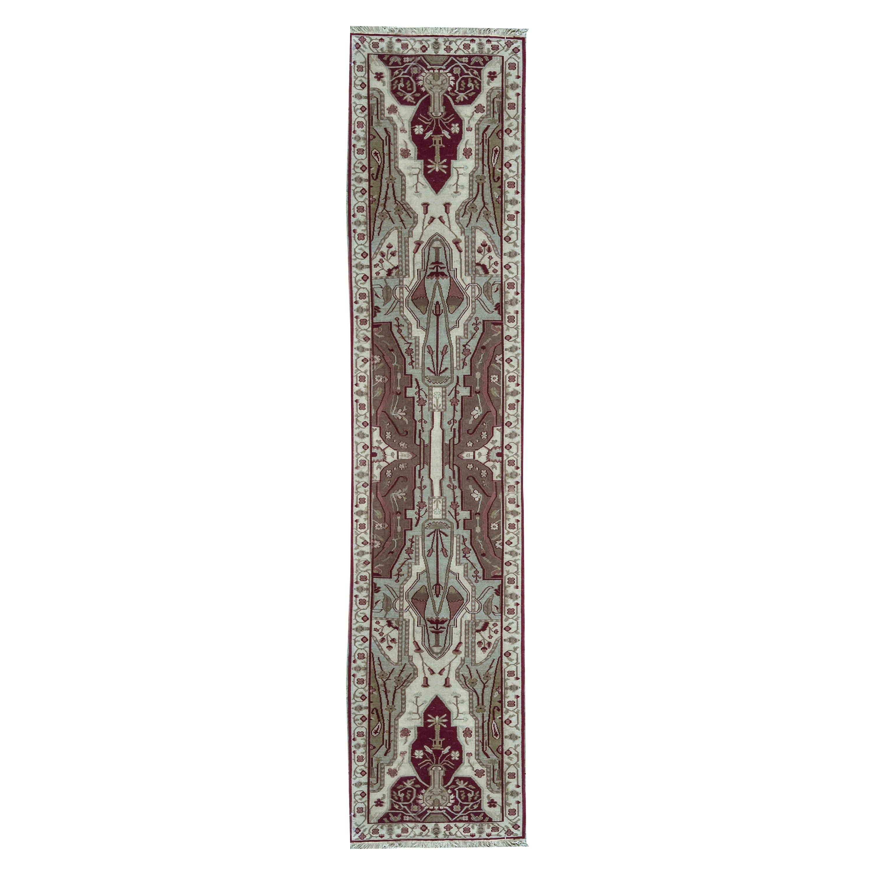 Traditional Handwoven Wool Runner Area Rug  2'6 x 12' For Sale