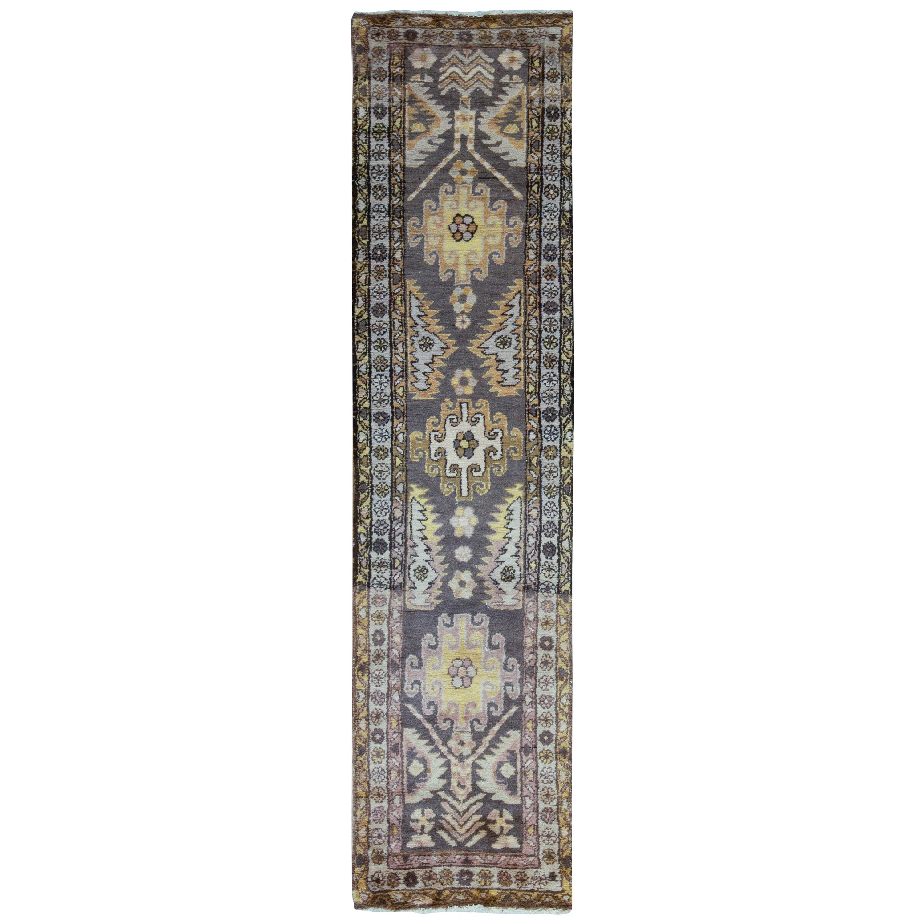Traditional Handwoven Wool Runner Area Rug  2'6 x 12' For Sale