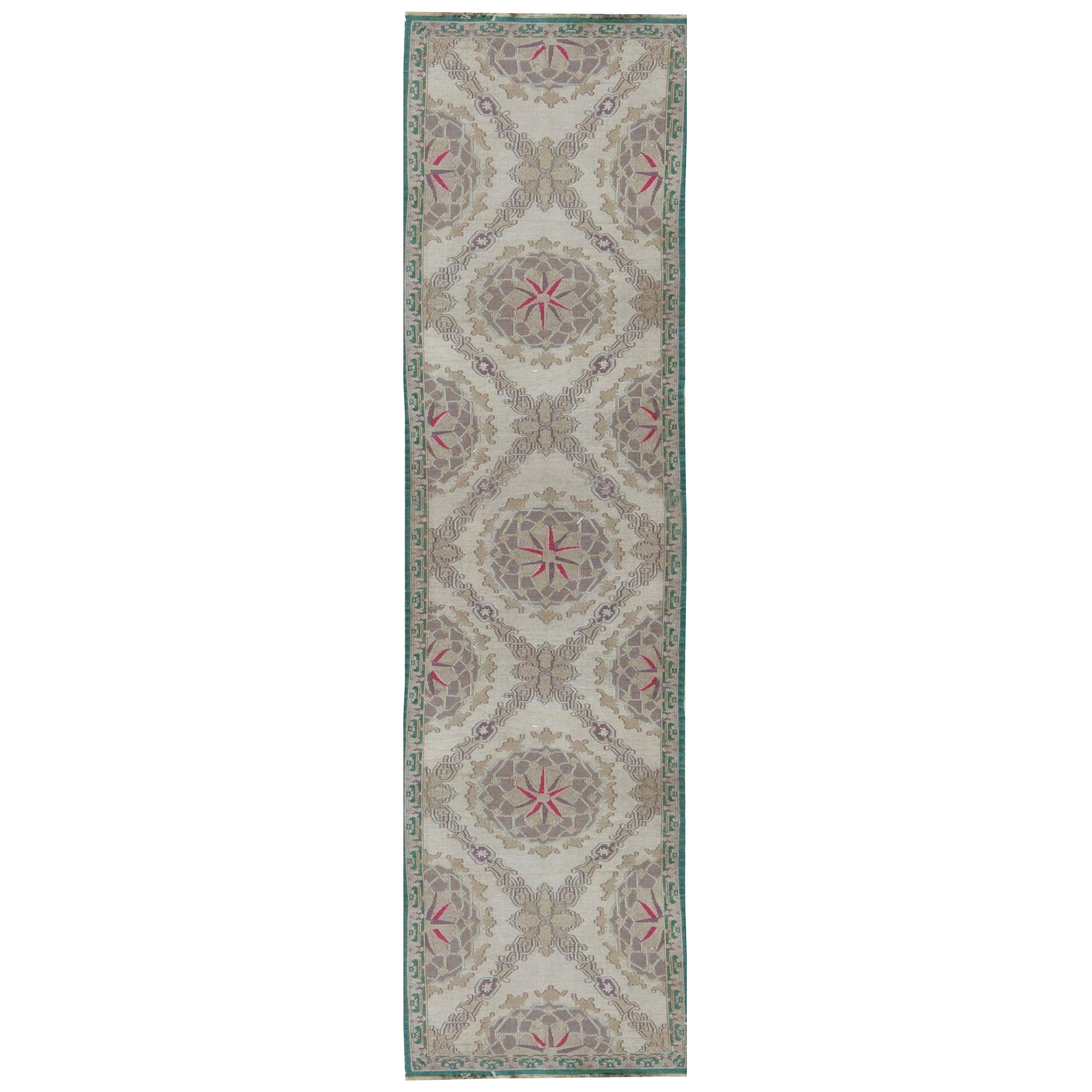 Tapis de course traditionnel en laine tissée à la main 2'6 x 10'