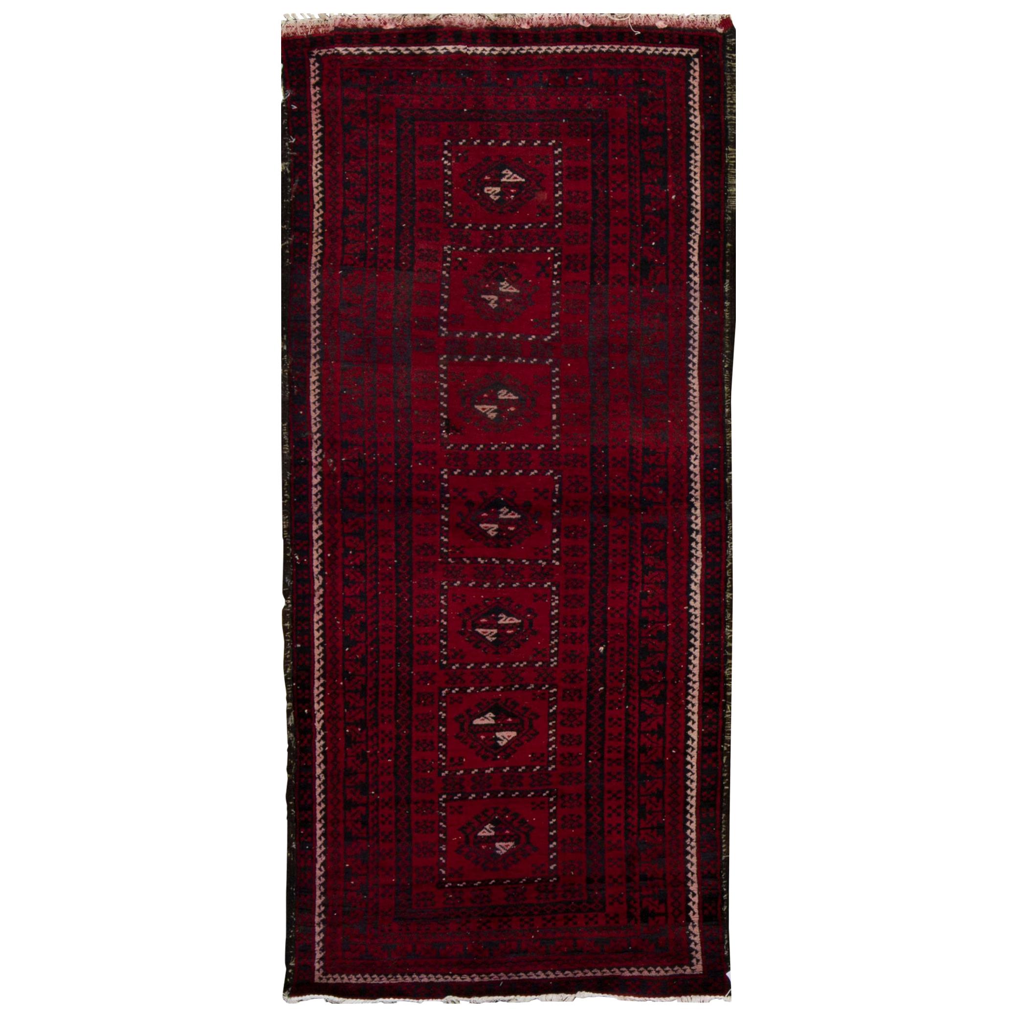 Afghan Balouch Traditional Handwoven Rug 3'1 x 7' For Sale