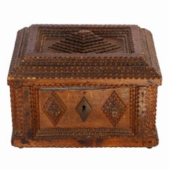 One of a Kind Antique Tramp Art Box