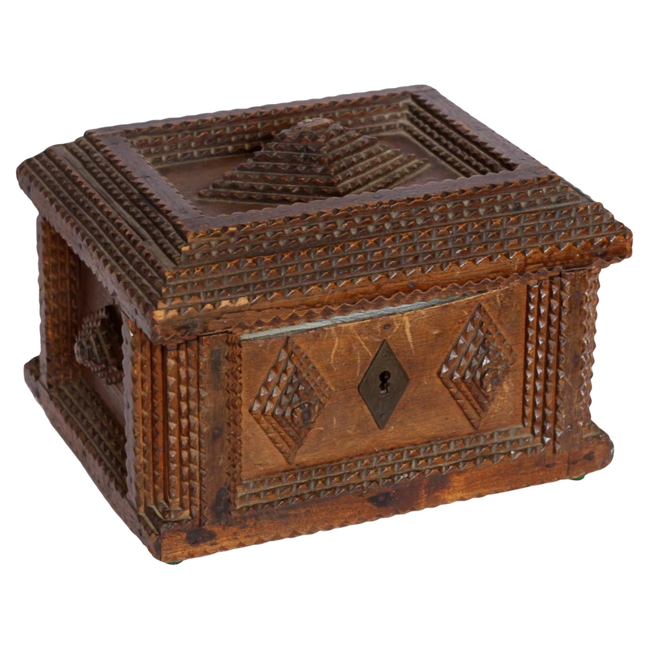 One of a Kind Antique Tramp Art Box