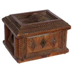 One of a Kind Antique Tramp Art Box