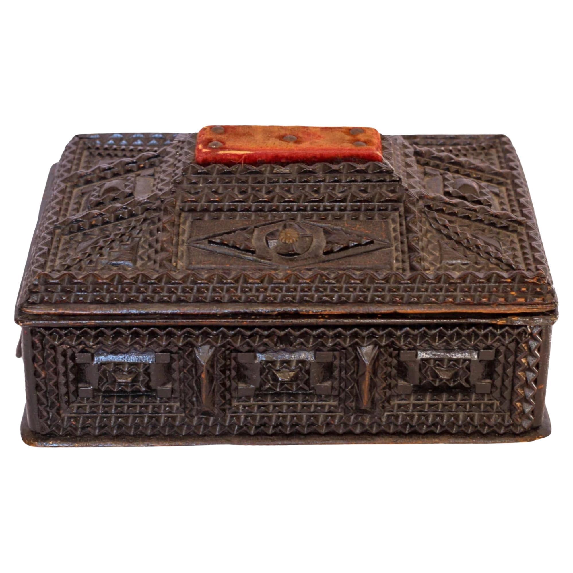 One of a Kind Antique Tramp Art Box