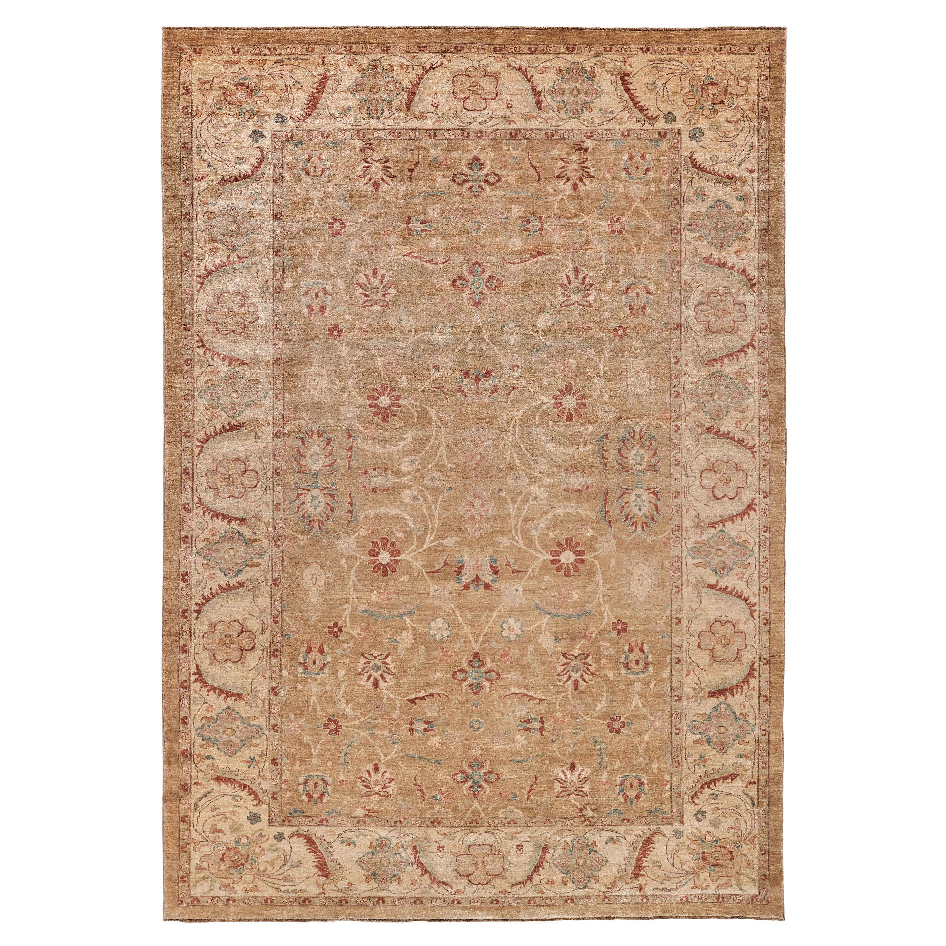 ONE-OF-A-KIND Antique Weave Agra Hand Knotted Camel Rug - 12'x18'