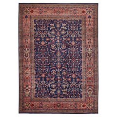 ONE-OF-A-KIND Antique Weave Mohajeran Hand Knotted Blue Rug - 10'x14'