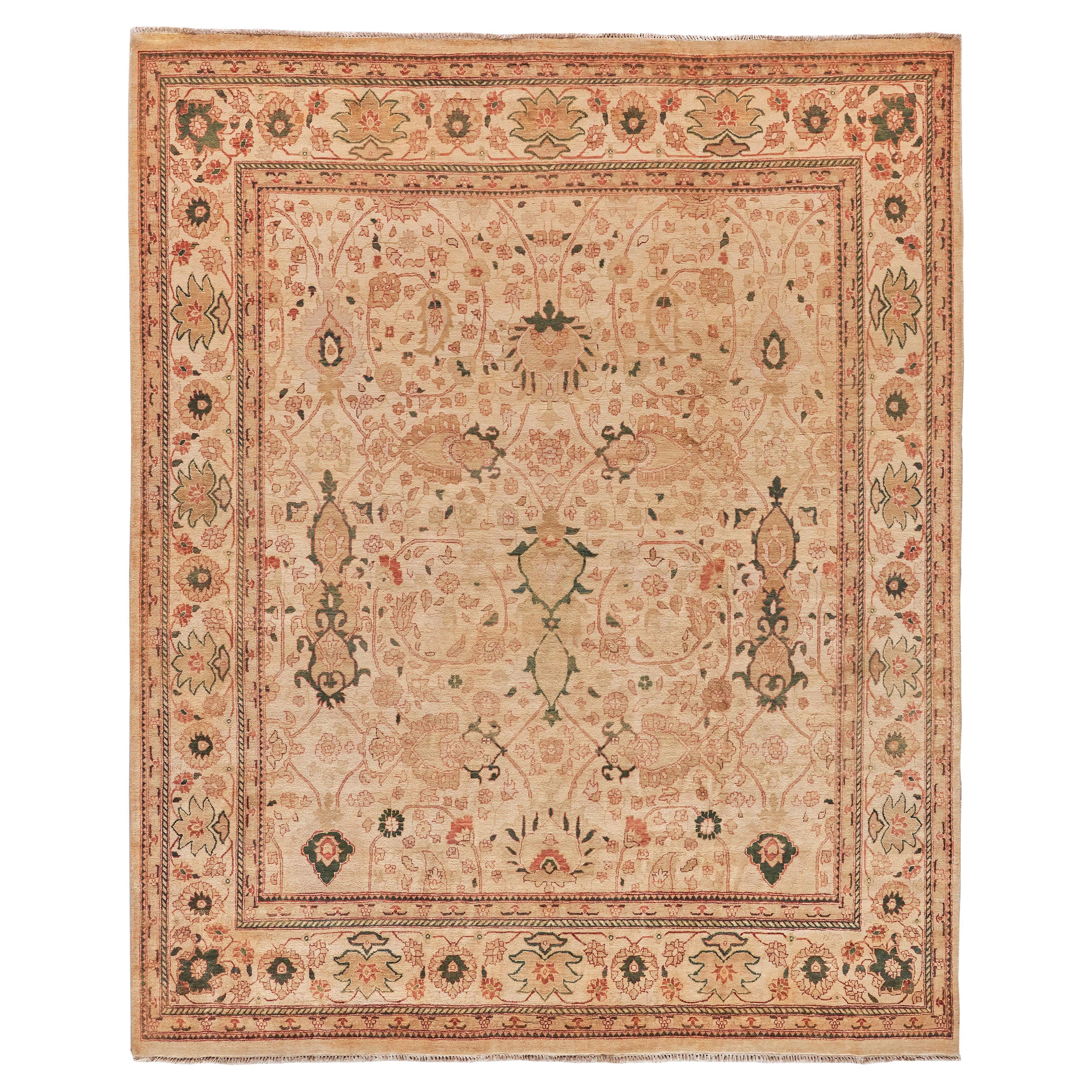ONE-OF-A-KIND Antique Weave Ziegler Hand Knotted Beige Rug - 11'10"x14'3"