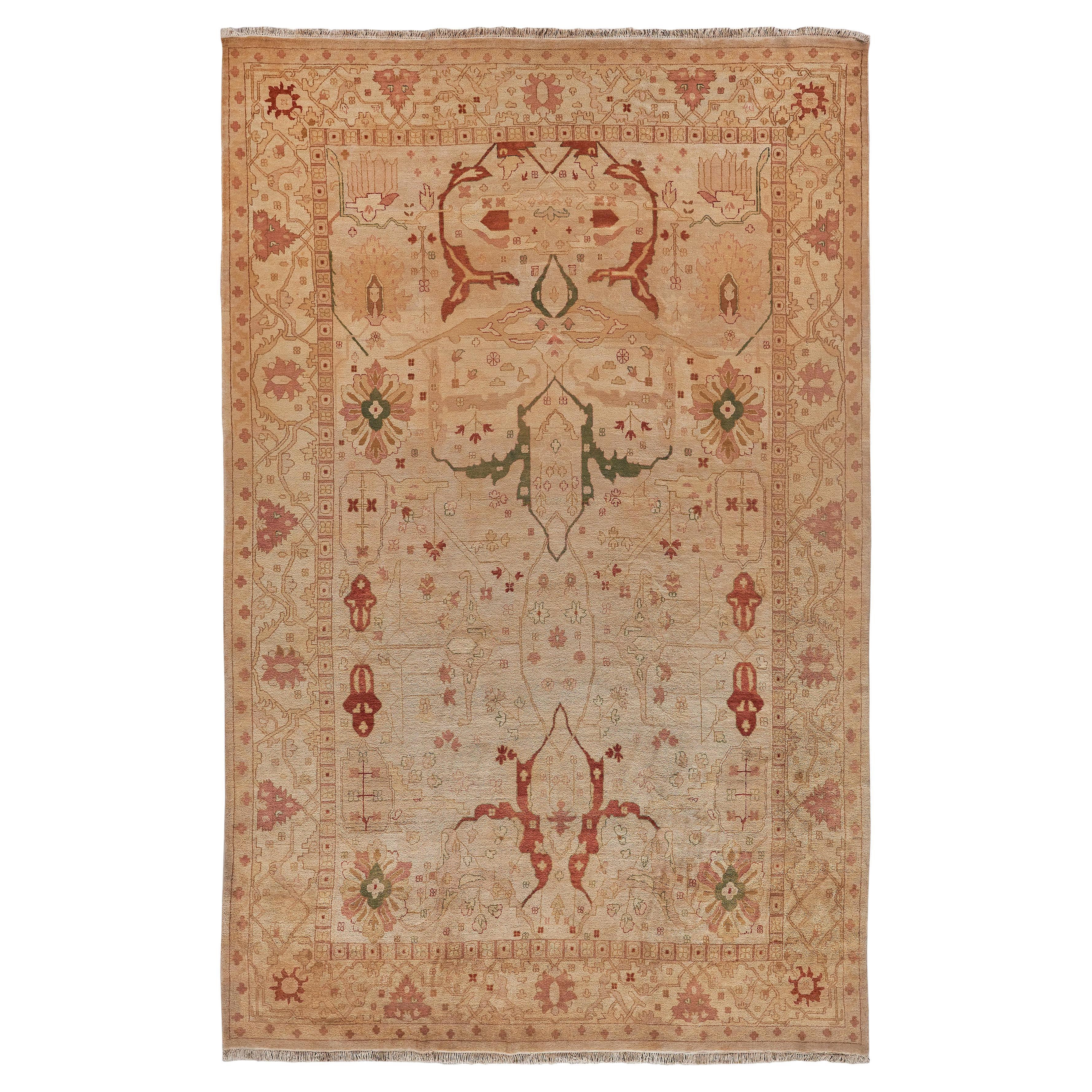 ONE-OF-A-KIND Antique Weave Ziegler Hand Knotted Gold Rug - 11'8"x18'4" For Sale